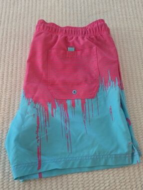 George  Two-Tone Pink and Aqua Swim Shorts